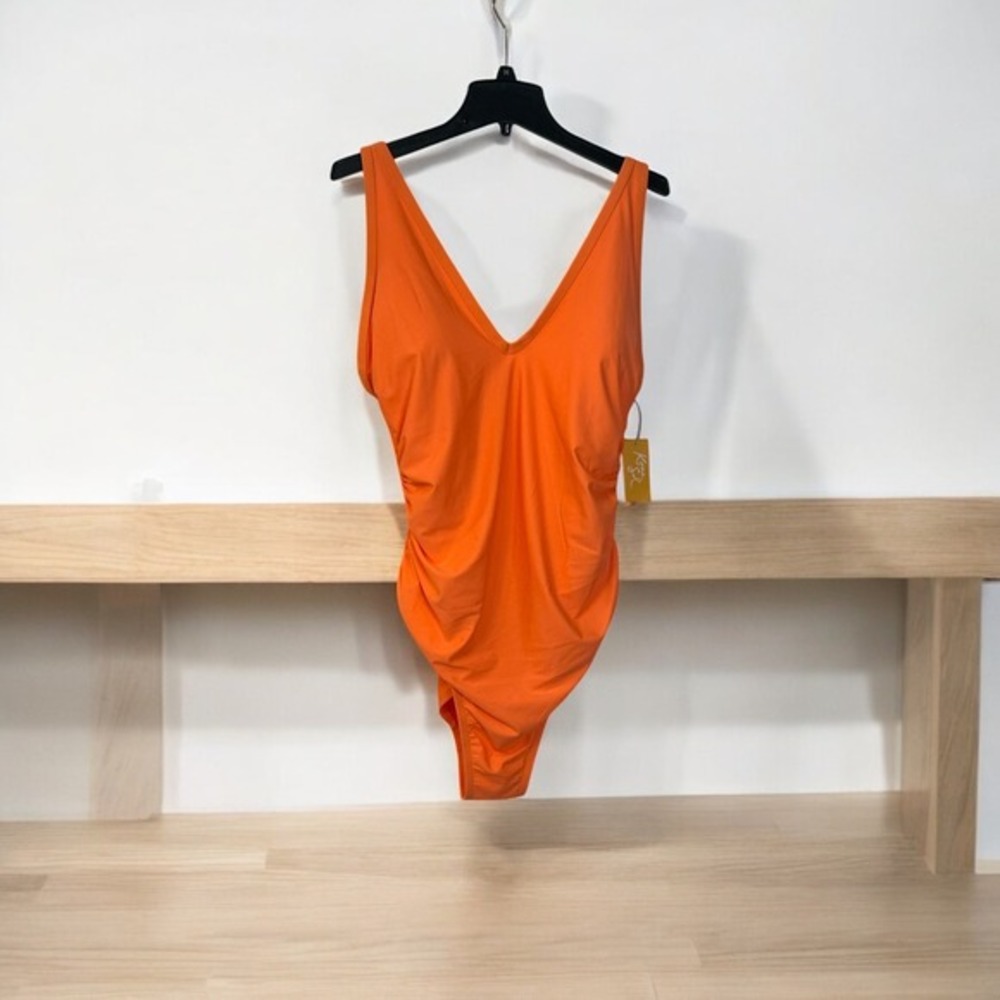 Target Orange One Piece Swimsuit Ruched Adjustable Straps Size 22W